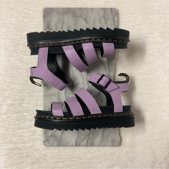 SOLD. Dr.Martens Blaire Pisa Leather Strap Sandal Chunky Sole Purple Lilac - Picture 2 of 14